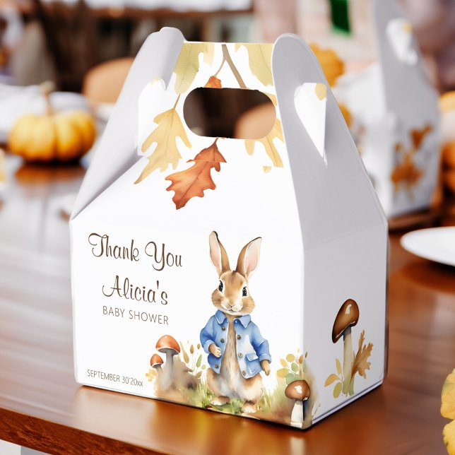 Peter rabbit fall themed baby shower template favour box (Peter rabbit fall themed baby shower template favor box cute bunny mushroom favor box)