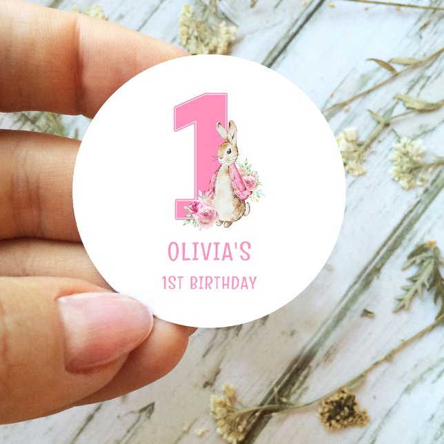 Peter Rabbit First Birthday Classic Round Sticker (Creator Uploaded)