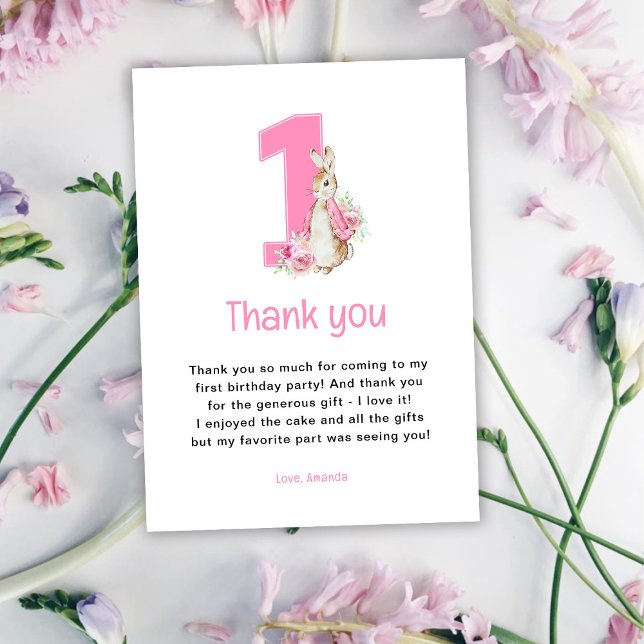 Peter Rabbit | First Birthday Thank You Card (Creator Uploaded)