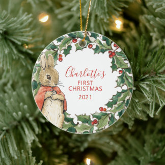 Peter Rabbit - Flopsy | 1st Christmas Photo Ceramic Ornament