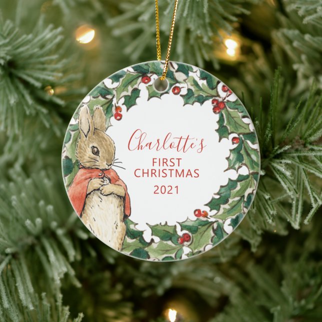 Peter Rabbit - Flopsy | 1st Christmas Photo Ceramic Ornament (Tree)