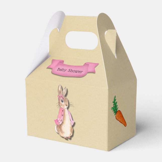 Peter Rabbit Flopsy Pink Girl Baby Shower Favour Box (Front Side)