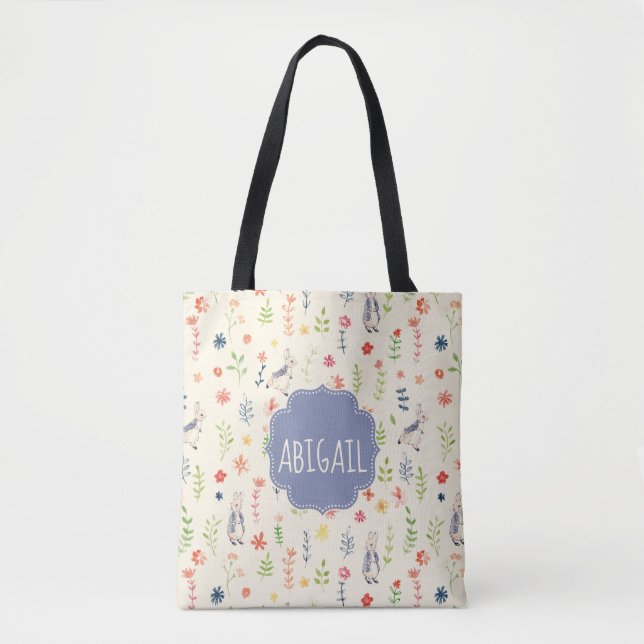 Peter Rabbit | Floral Watercolor Pattern Tote Bag (Front)