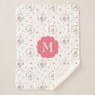 Peter Rabbit   Floral Wreath Pattern Sherpa Blanket