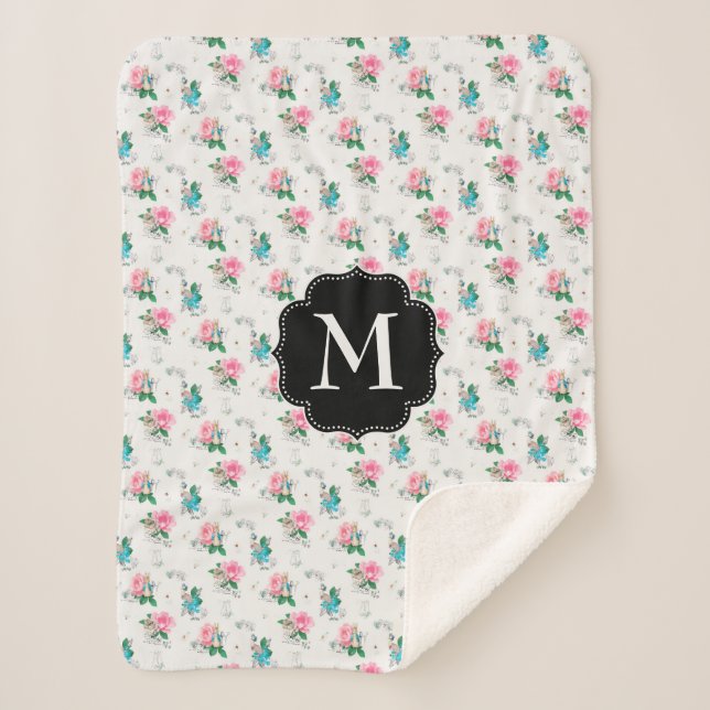 Peter Rabbit | Forget Me Not Floral Pattern Sherpa Blanket (Front)