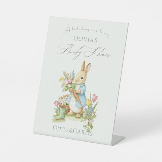 Peter Rabbit Garden Baby Shower Gift&Card Pedestal Sign (Front)