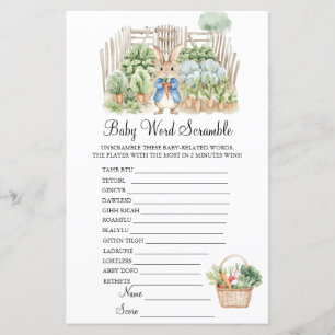 Peter Rabbit Garden Scramble Baby Shower Game