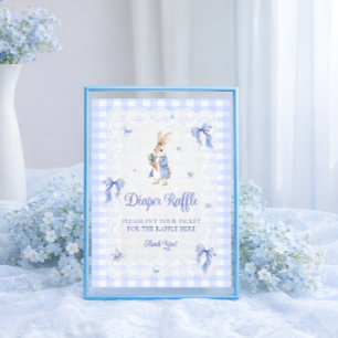 Peter Rabbit Gingham Baby Shower Diaper Raffle Poster