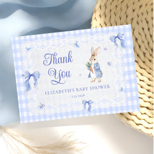 Peter Rabbit Gingham Baby Shower Thank You  Card