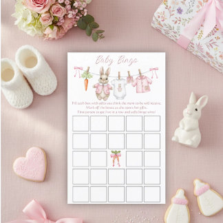 Peter Rabbit Girl Baby Shower Baby Bingo Game