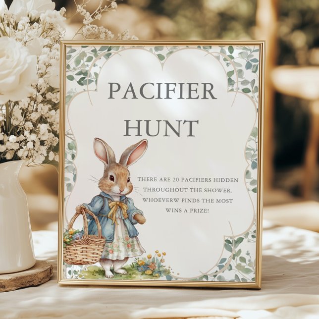 Peter Rabbit Girl Baby Shower Pacifier Hunt Poster (Creator Uploaded)