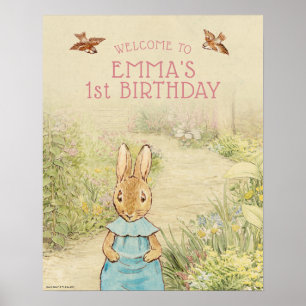 Peter Rabbit - Girl First Birthday Welcome Poster