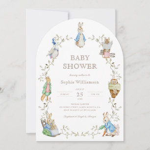 Peter Rabbit Greenery Watercolor Baby Shower Arch Invitation