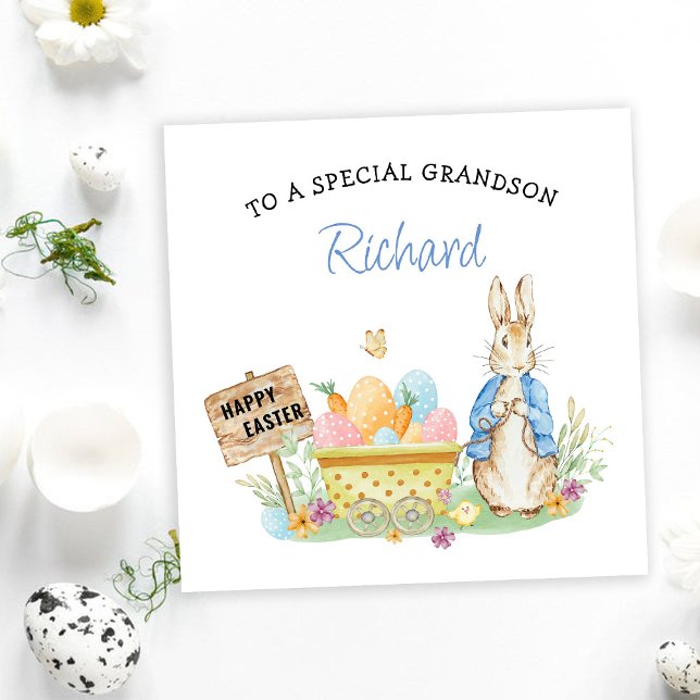 Peter Rabbit Happy Easter Grandson Holiday Card (Creator Uploaded)