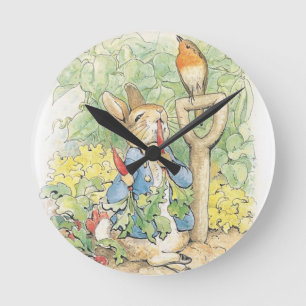 Peter Rabbit In The Garden - Beatrix Potter Round Clock