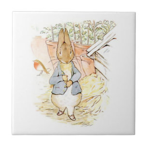 Peter Rabbit in the Garden (by Beatrix Potter) Ceramic Tile
