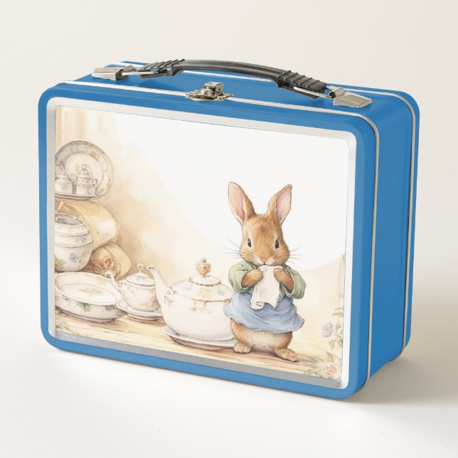 Peter Rabbit in the kitchen with dishes Metal Lunch Box (Front)