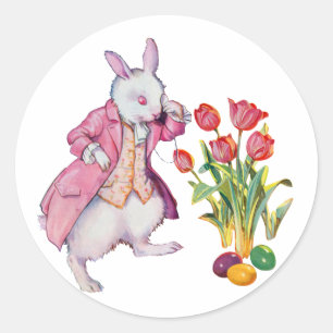 Peter Rabbit Inspects the Easter Eggs Classic Round Sticker