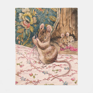 Peter Rabbit (mice threading needle) Fleece Blanket