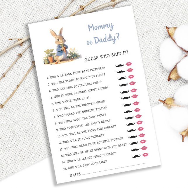 Peter Rabbit Mummy or Daddy Baby Shower Game (Creator Uploaded)