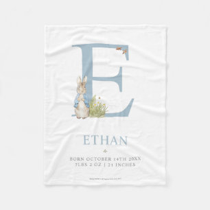 Peter Rabbit   Personalised Letter E Fleece Blanket