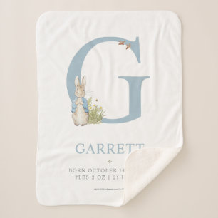 Peter Rabbit   Personalised Letter G Sherpa Blanket