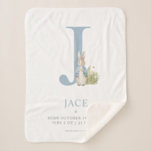 Peter Rabbit   Personalised Letter J Sherpa Blanket