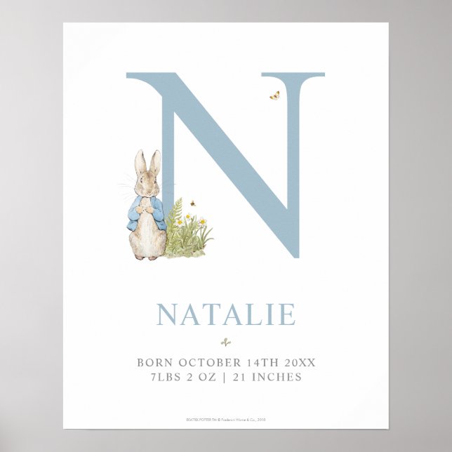 Peter Rabbit | Personalised Letter N Poster (Front)