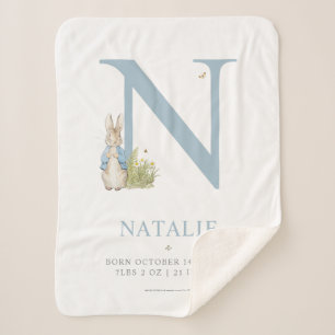 Peter Rabbit   Personalised Letter N Sherpa Blanket