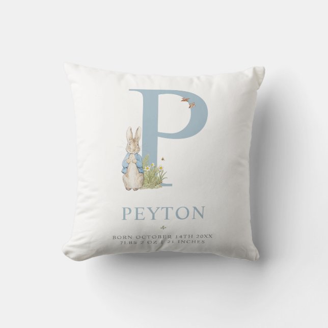Peter Rabbit | Personalised Letter P Cushion (Front)