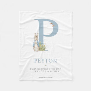 Peter Rabbit   Personalised Letter P Fleece Blanket