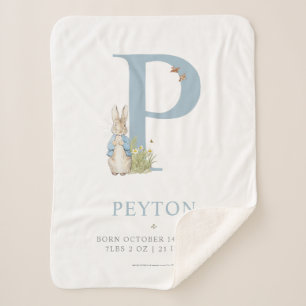 Peter Rabbit   Personalised Letter P Sherpa Blanket