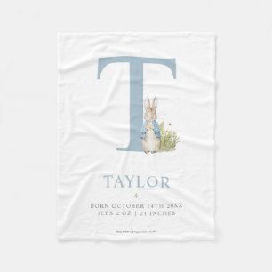 Peter Rabbit   Personalised Letter T Fleece Blanket