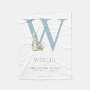 Peter Rabbit   Personalised Letter W Fleece Blanket