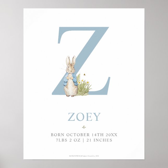 Peter Rabbit | Personalised Letter Z Poster (Front)