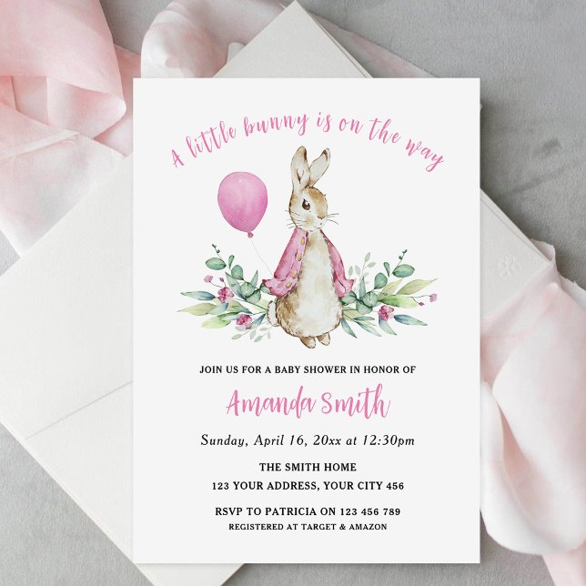 Peter Rabbit Pink Baby Shower Invitation (Creator Uploaded)