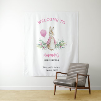 Peter Rabbit Pink Baby Shower Tapestry