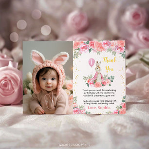 Peter Rabbit Pink Thank You Card Birthday Party