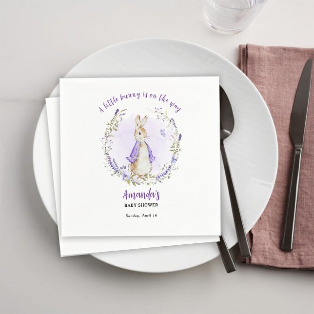 Peter Rabbit Purple Baby Shower Napkin (Creator Uploaded)