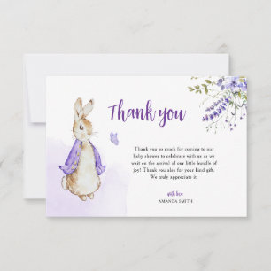 Peter Rabbit Purple Baby Shower Thank You Card