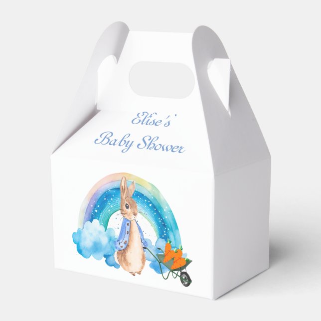 Peter Rabbit Rainbow Carrots Boy Baby Shower Favour Box (Front Side)