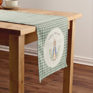 Peter Rabbit Sage Gingham Shower Table Runner