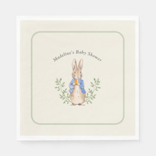 Peter Rabbit Sage Green Vintage Baby Shower Napkin