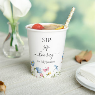 Peter Rabbit Sip Sip Hooray Baby Shower Floral Paper Cups
