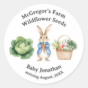 Peter Rabbit Veggie Basket Baby Shower Favour Classic Round Sticker