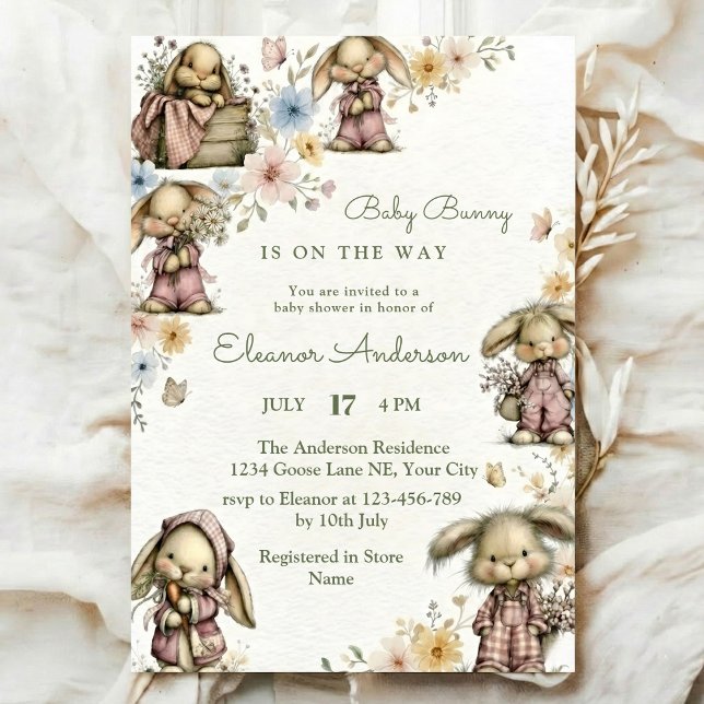 Peter Rabbit watercolor flower animal baby shower Invitation (Creator Uploaded)