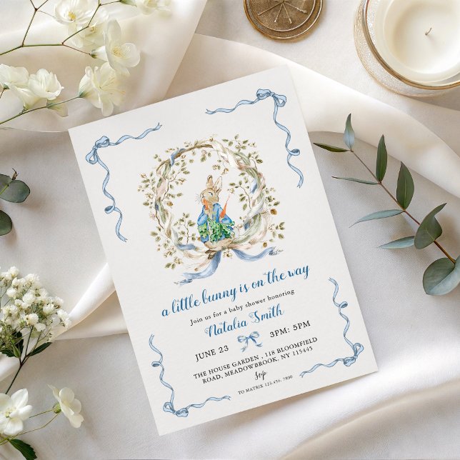 Peter Rabbit Watercolor Wreath Boy Baby Shower     Invitation (Creator Uploaded)