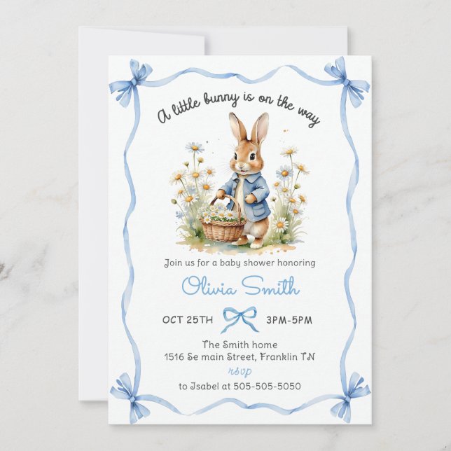 Peter Rabbit Wildflower Baby Shower Invitation (Front)