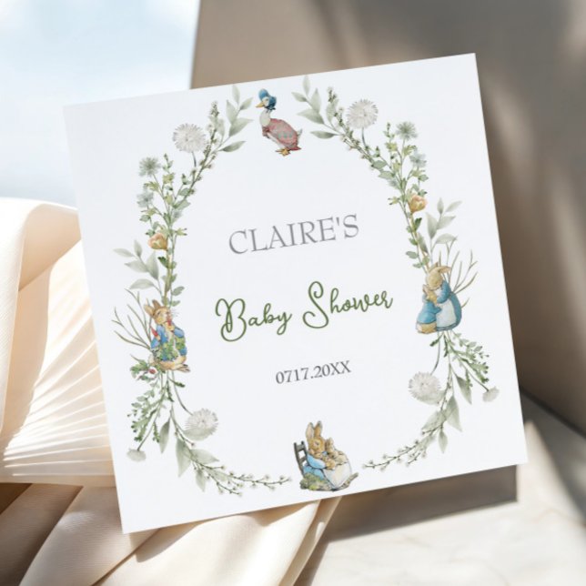 Peter Rabbit Wildflower Watercolor Baby Shower Napkin (Creator Uploaded)