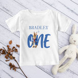 Peter rabbit winter birthday party photoshoot baby T-Shirt<br><div class="desc">Peter rabbit winter themed birthday party personalised t-shirt,  a cute bunny in a blue jacket and red scarf birthday party photoshoot shirt,  photo props</div>